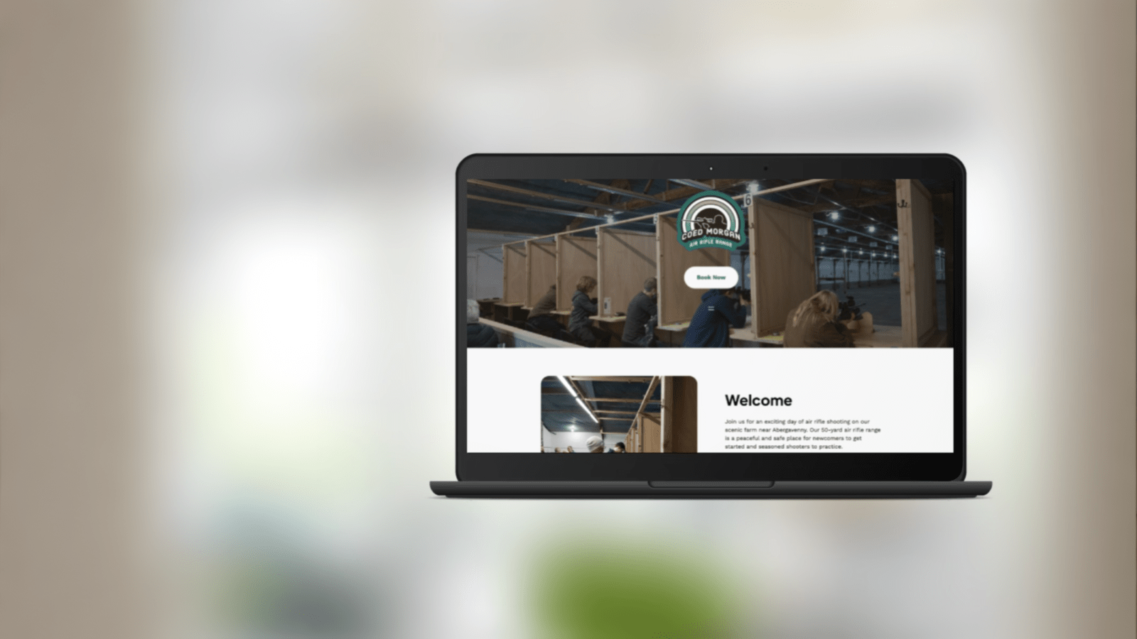 The Coed Morgan Air Rifle Range website on a laptop