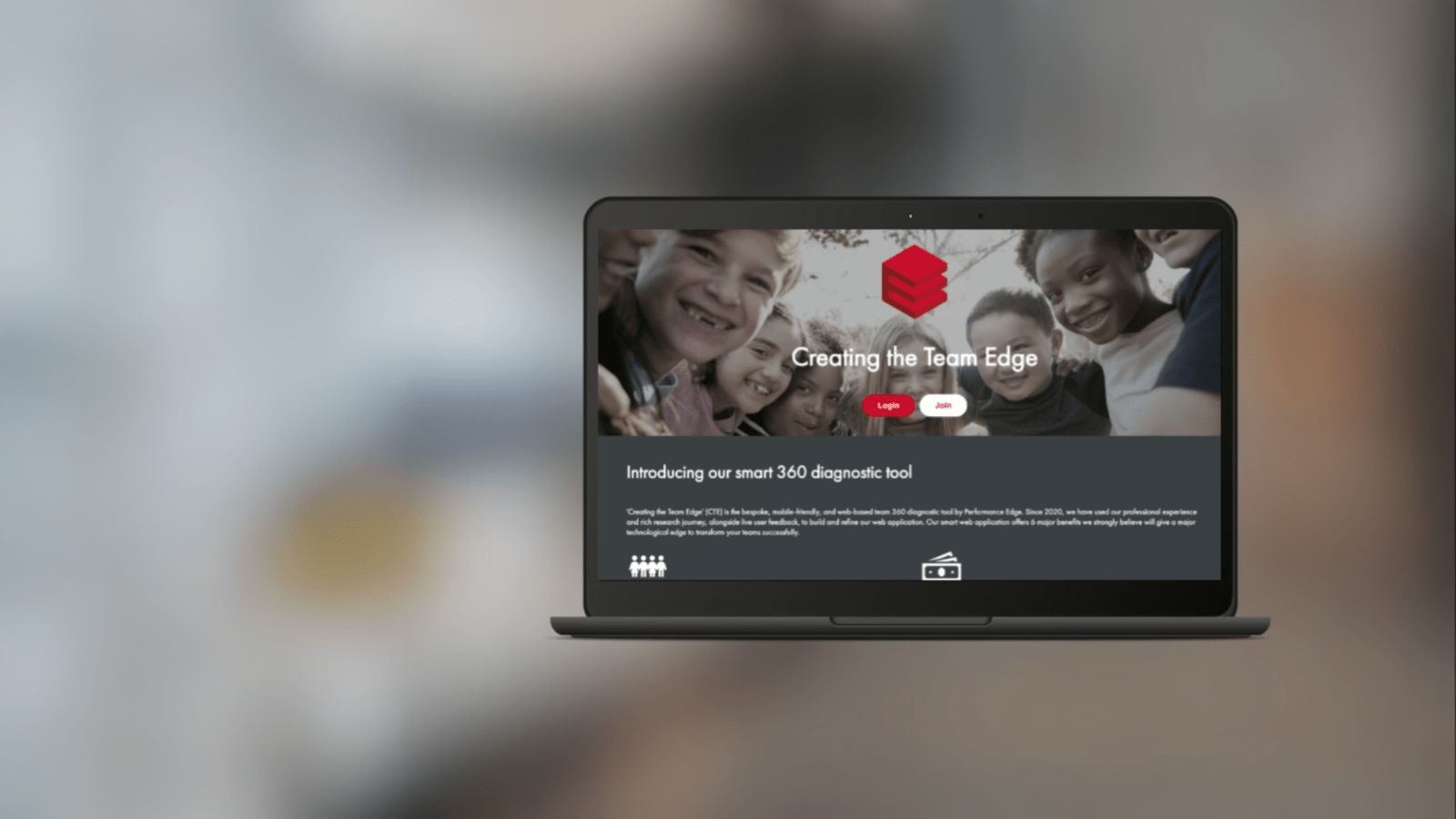 The Creating the Team Edge web application on a laptop